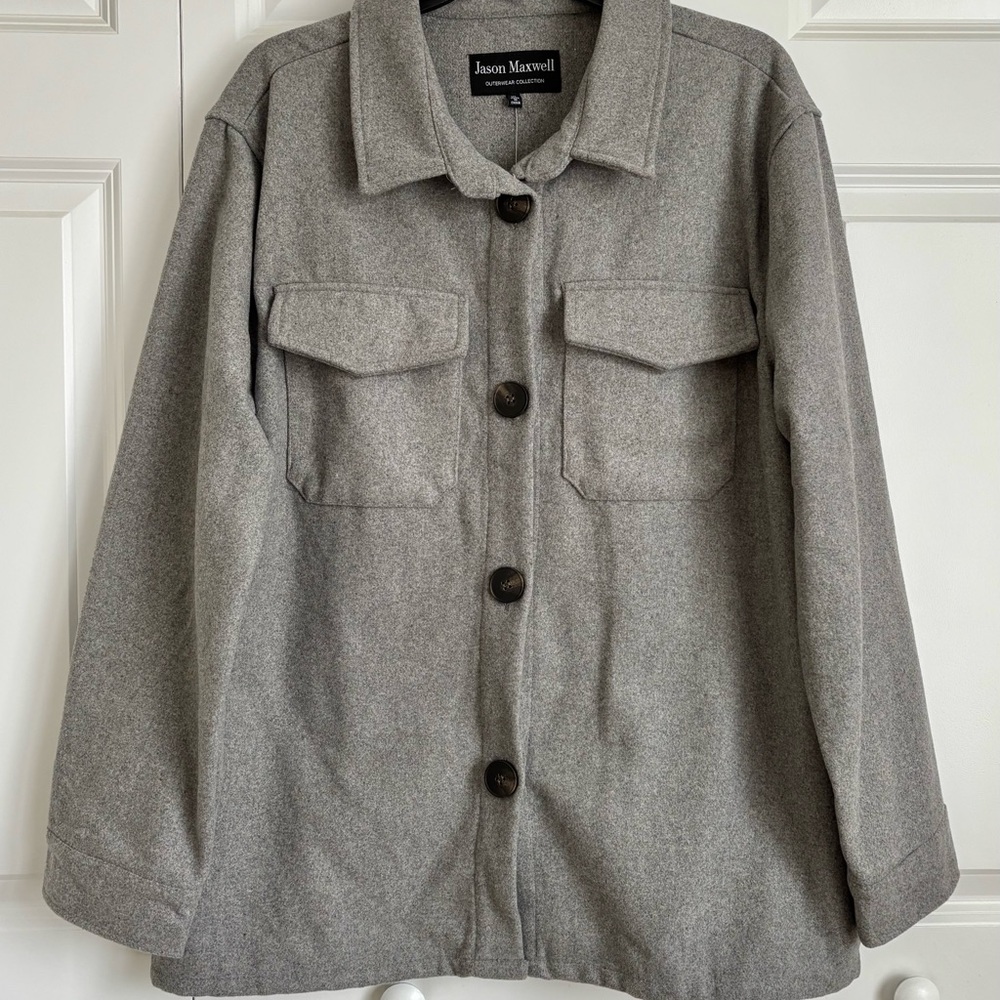 Jason Maxwell Gray Button-Up Jacket - Picture 1 of 7